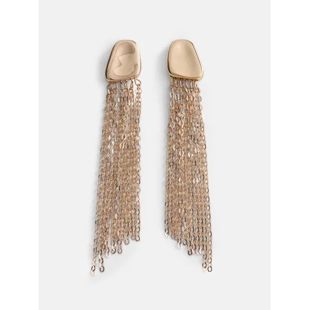 Scoop Women's Gold Tone Chain Tassel Drop Earrings | Walmart (US)