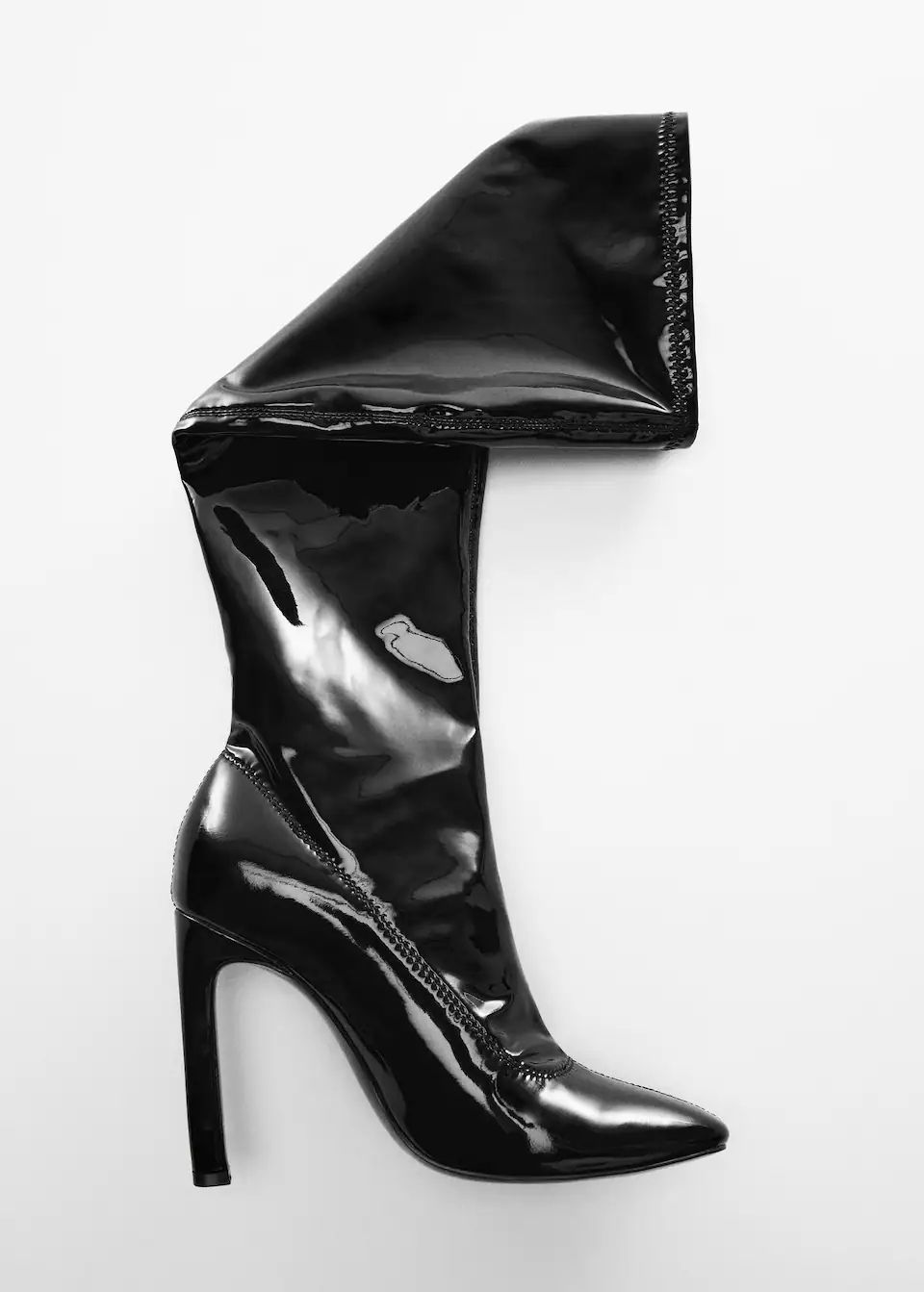 Patent leather-effect heeled boots -  Women | Mango United Kingdom | MANGO (UK)