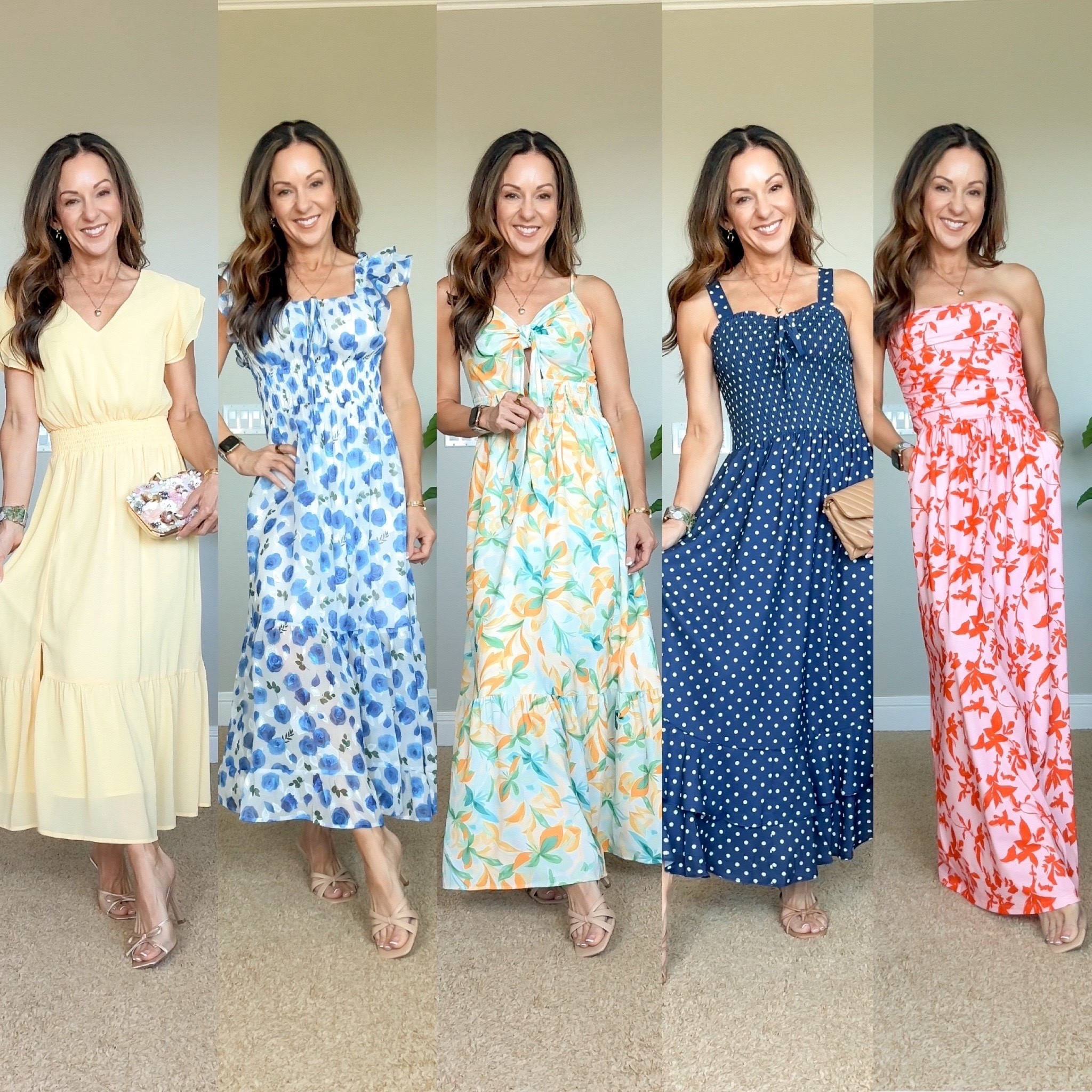 Spring and summer dresses that are perfect for Easter, Mother's Day, baby showers, and vacation. These are such easy, flattering pieces you can throw on and instantly feel put together, and I love how versatile they are for so many occasions.
All size small. For ref: I'm 5'1", 107 Ibs.
Neutral heels are true to size. Linking my favorite strapless bra and nip covers.

spring dresses, easter outfit ideas, mothers day dresses, baby shower outfit, vacation dresses, petite friendly fashion, casual summer dresses, neutral outfit inspo, lightweight summer style, EverydayHolly

#LTKPetite #LTKTravel #LTKootd