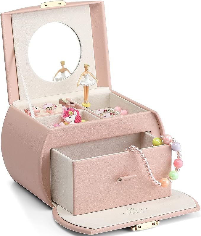 Vlando Kids Musical Jewelry Box for Girls with Drawer, Music Box with Ballerina and Stickers for ... | Amazon (US)