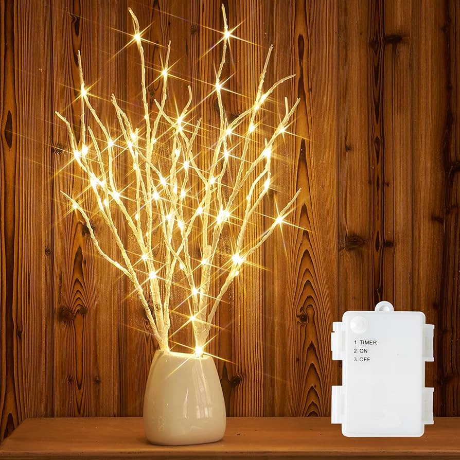 Fudios Lighted Birch Branches 18IN 70 White Willow LED with Timer Battery Operated for Christmas ... | Amazon (US)