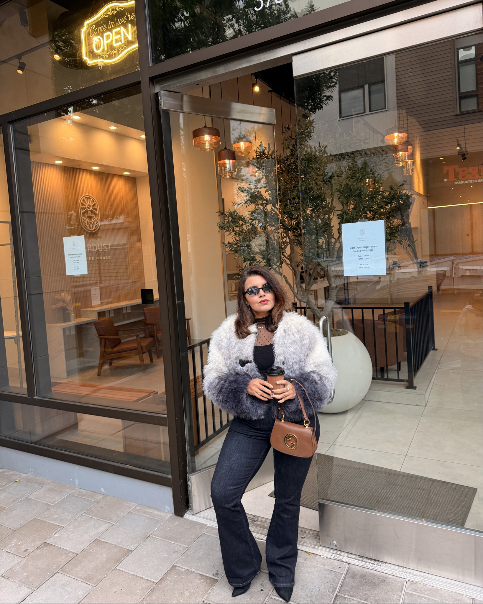 A flare moment 👖❄️

The perfect holiday town strolling outfit ✨💫
#furjacket #ootd #holidayglam #thanksgivingoutfit #blackfriday 

#LTKHoliday #LTKootd #LTKgrwm