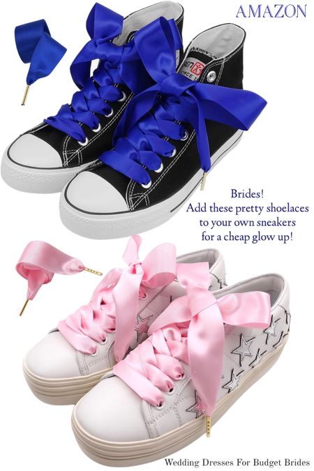 Brides! Add these ribbon shoelaces to a pair of your own sneakers for an instant and inexpensive glow up! Buy on Amazon. Other colors too.

#affordablestyle #bridetobe #weddingstyle #bridalaccessories #brideshoes

#LTKshoecrush #LTKunder50 #LTKwedding