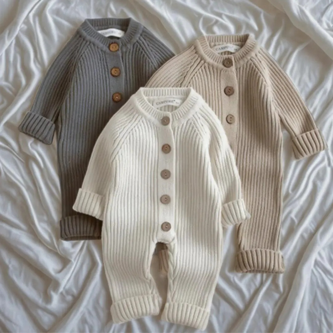 Gender Neutral Knit Baby Jumpsuit – Unisex Baby Romper, Autumn Winter Baby Outfit, Warm Newborn... | Etsy (US)