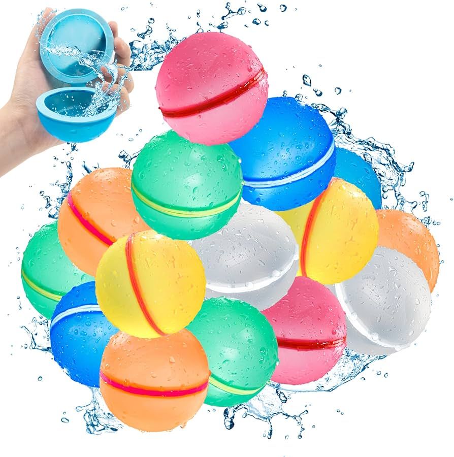 SOPPYCID Water Balloons Reusable, Self-Sealing & Quick Fill Water Toys with Mesh Bag, Latex-Free ... | Amazon (US)