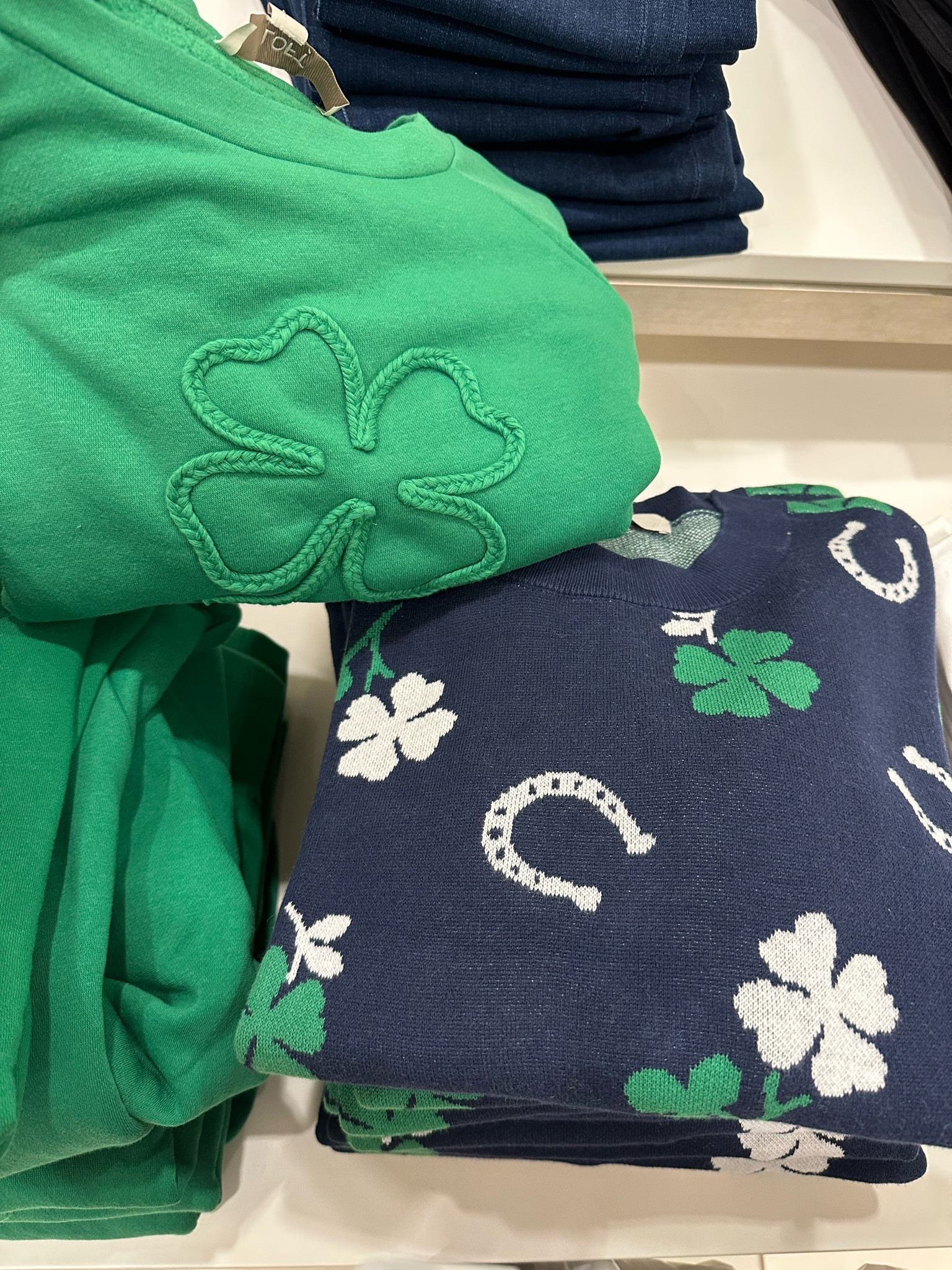 Did a little mall shopping and these St Patricks Day sweaters are darling. Love the subtle clover on the green sweater and the navy with the pops of white and green

Horse shoe, lucky charm, clover, sweaters, st pats workwear 

#LTKStyleTip #LTKWorkwear #LTKSeasonal