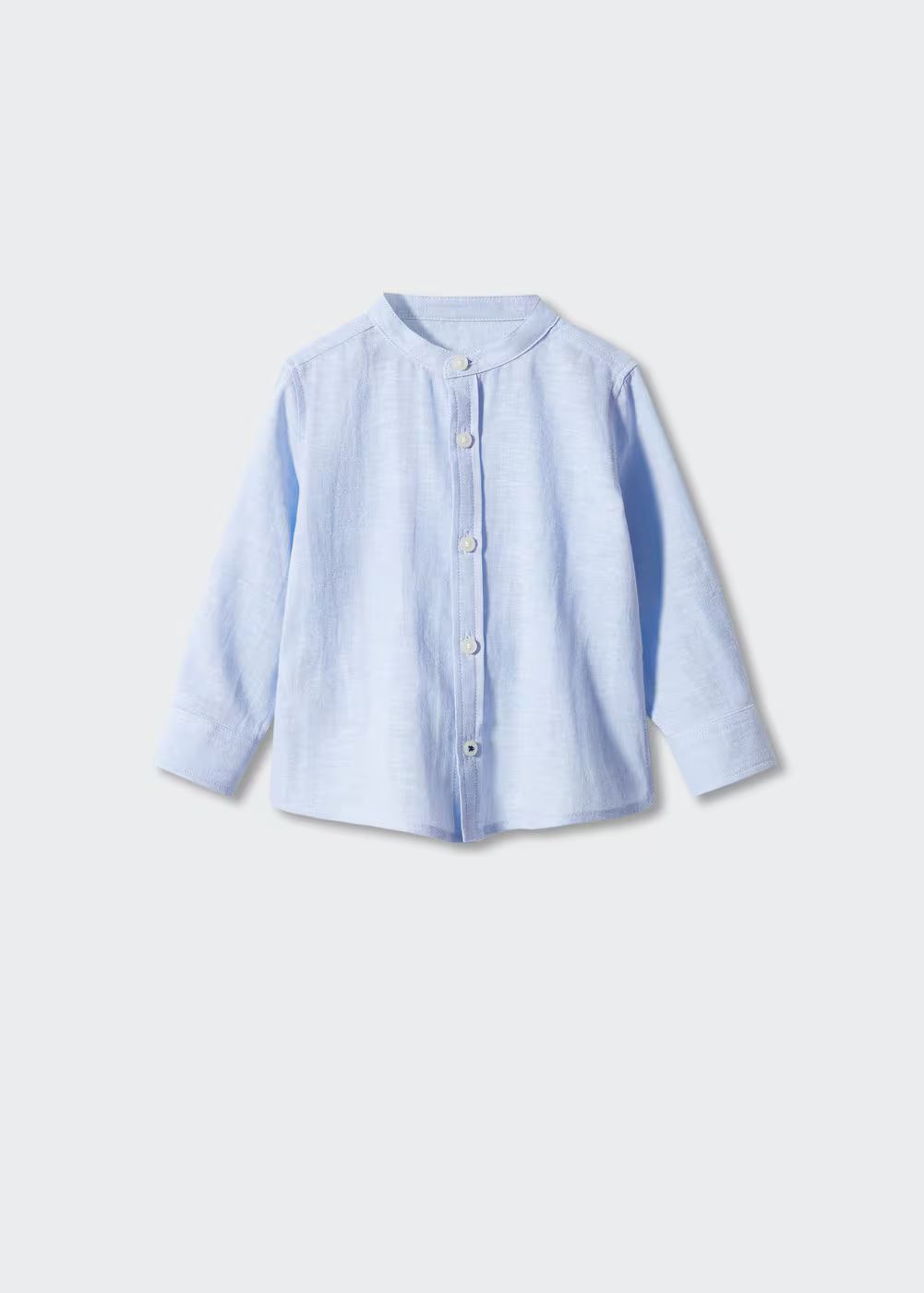 Mao collar linen shirt | MANGO (US)