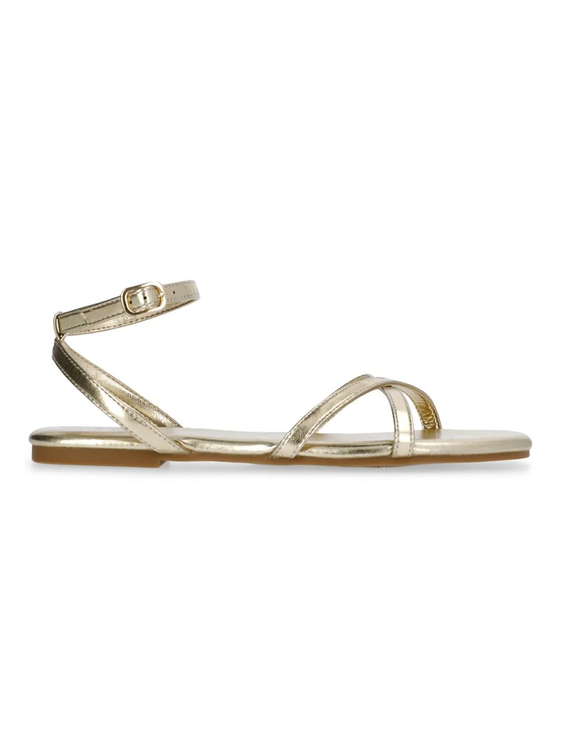 Time and Tru Women's Strappy Flat Sandals | Walmart (US)