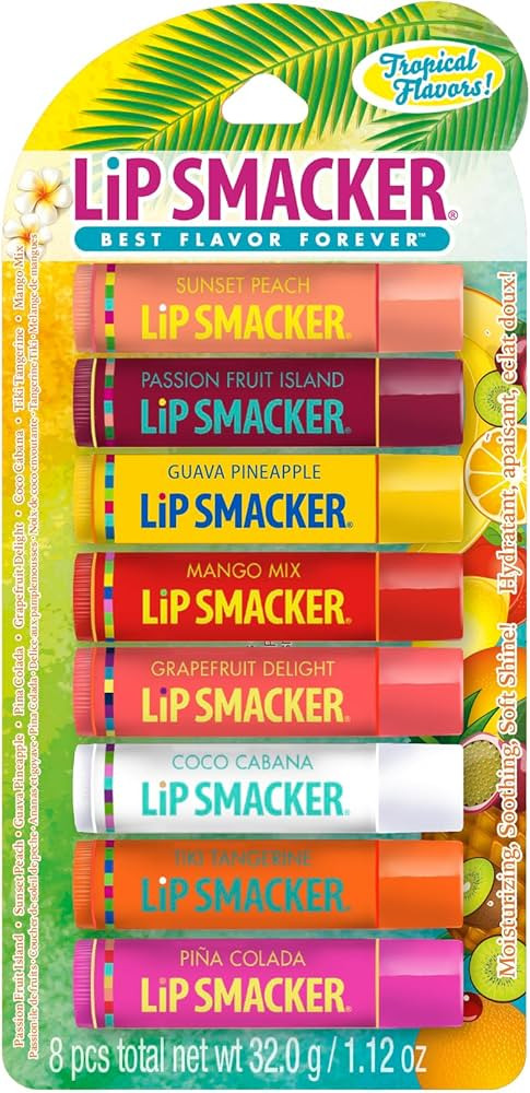 Lip Smacker Flavored Lip Balm Tropic Fever 8 Count (Pack of 1), Passion Fruit, Peach, Breezey-Tea... | Amazon (US)