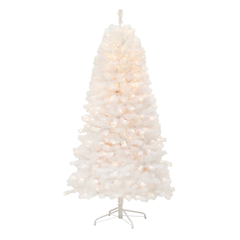 (B4) Pre-Lit White Crystal Fir Christmas Tree, 7.5' | At Home