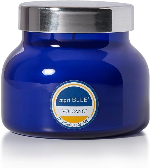 Capri Blue Volcano Scented, Glass Jar Candles for Home with Tropical Fruit & Sugared Citrus, Soy Wax Blend, Blue Color (8 Oz) | Amazon (US)