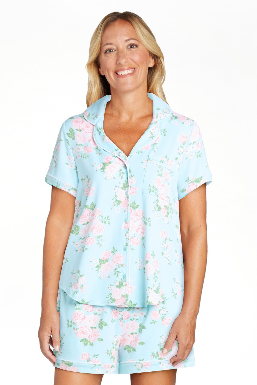 UVN Pajamas Sets for Women Short Sleeve Button Down Tops and Shorts 2 Piece Outfit Soft Satin Sil... | Walmart (US)