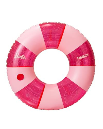 Barbie & FUNBOY Vintage Stripe Glitter Tube Ring Pool Float with Cup Holder | Amazon (US)