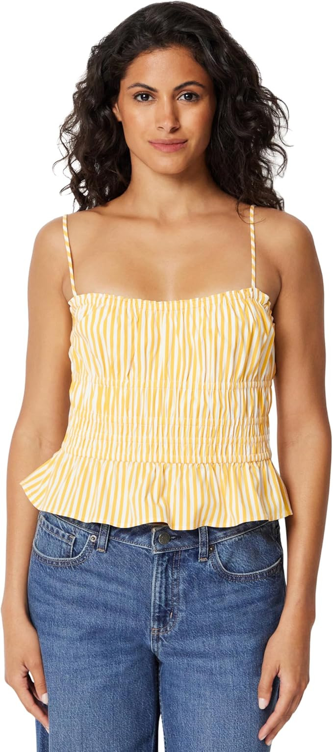 Amazon Essentials Women's Regular-Fit Smocked Cotton Stretch Poplin Tank | Amazon (US)