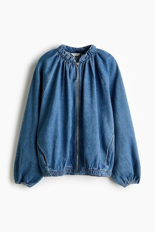 H & M - Gathered Bomber Jacket - Blue | H&M (US + CA)