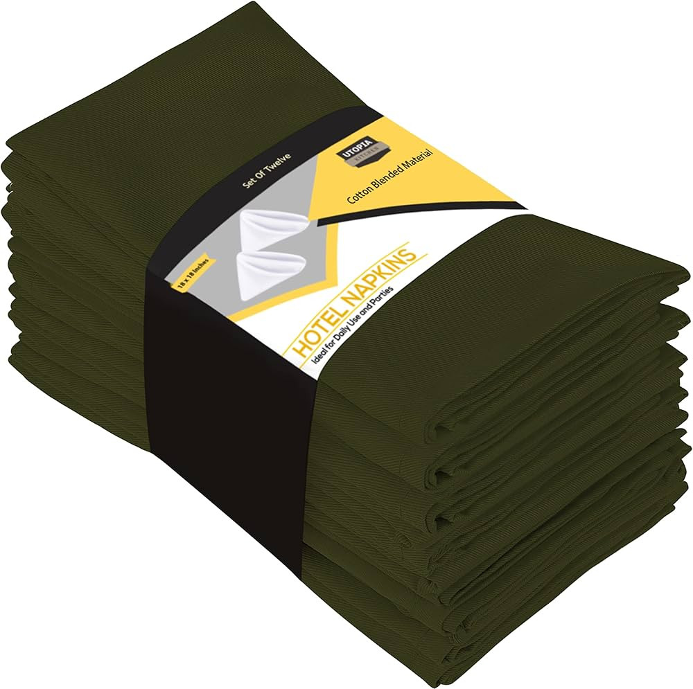 Utopia Kitchen Olive Cloth Napkins [12 Pack, 18x18 Inch] Cotton Blend Washable and Reusable Table... | Amazon (US)