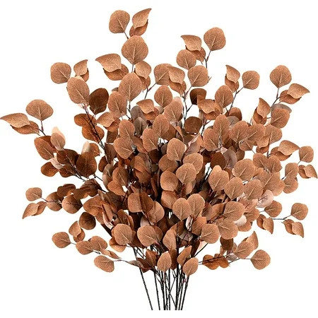 6 Pcs Fall Artificial Eucalyptus Stems Long Silver Dollar Leaves Fake Silk Eucalyptus Leaf Branches for Indoor Home Autumn Festival Thanksgiving Decor(Dark Brown) | Walmart (US)