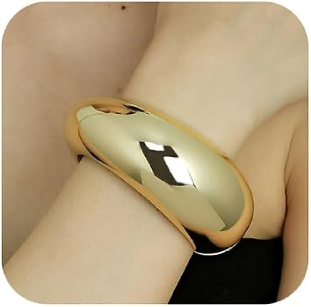 Xerling Chunky Wide Bangle Bracelet Thick Open Cuff Wrist Bangle Polished Bracelets for Women Hea... | Amazon (US)