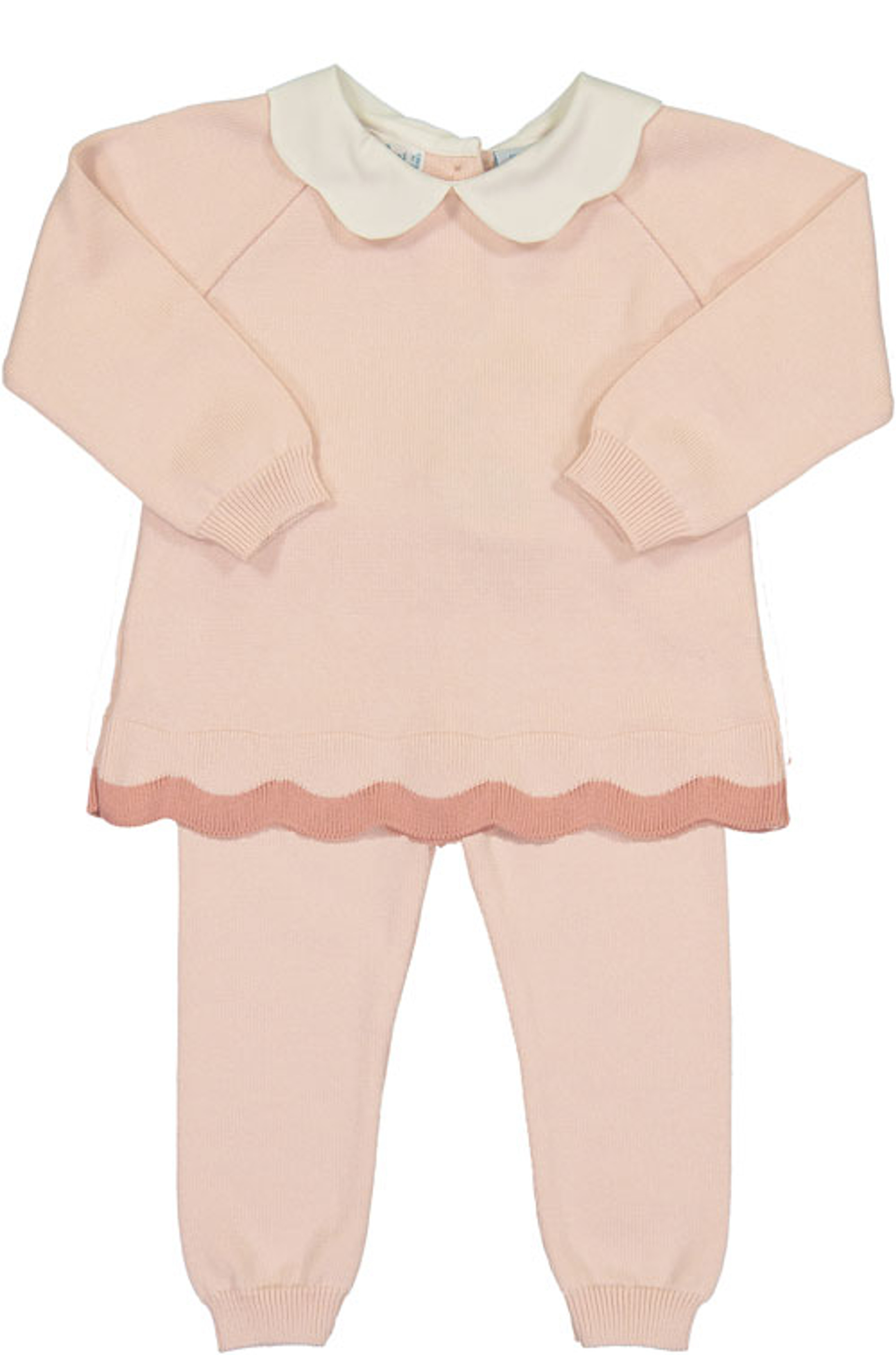 Scalloped Contrast Trim Knit Set | Feltman Brothers