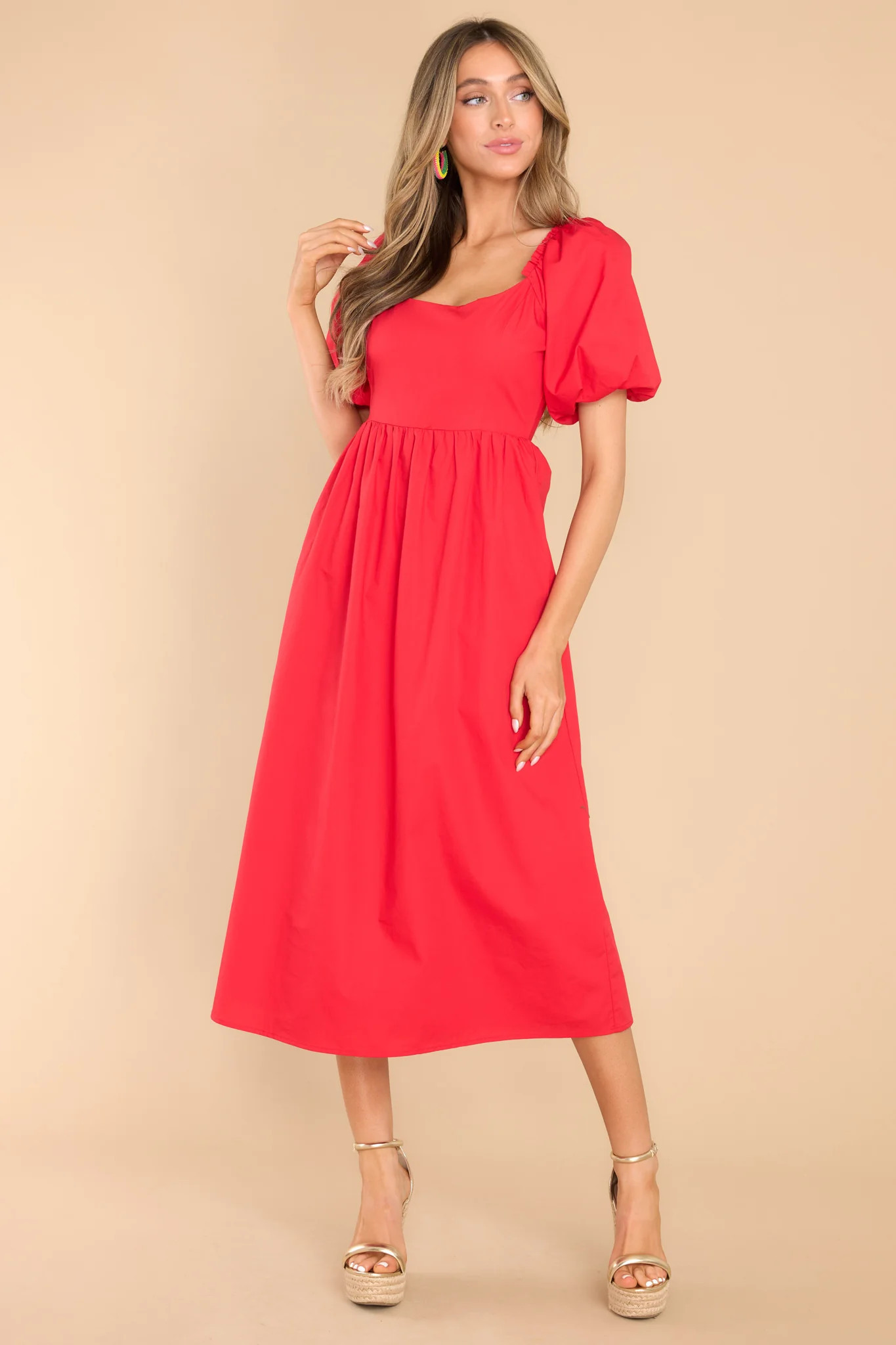 Far Too Pretty Red Midi Dress | Red Dress 