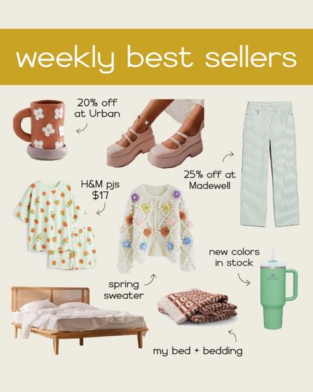 Weekly best sellers! 

Urban outfitters, home, bed frame, bedding, sweater, pajamas, pants, madewell, Stanley cup, shoes, free people, H&M, floral

#LTKsalealert #LTKunder50 #LTKhome