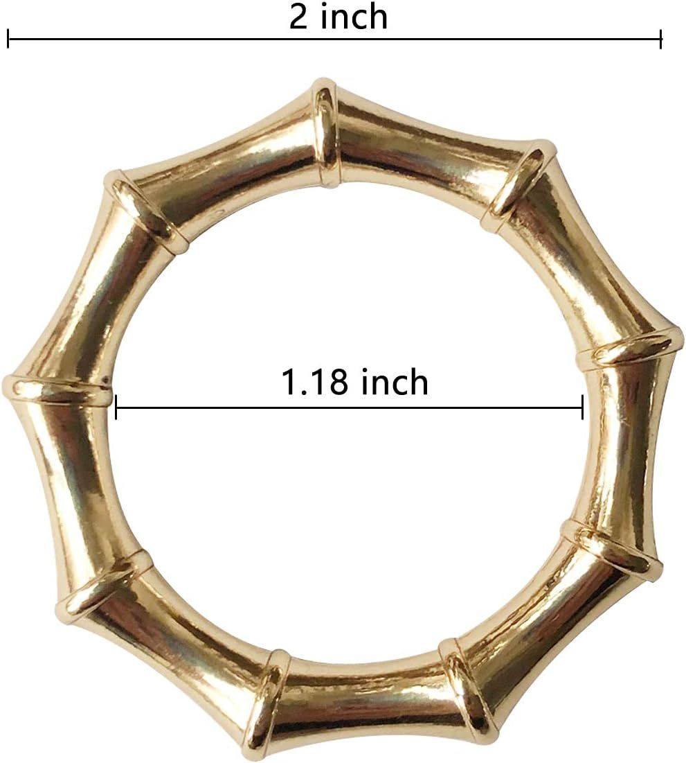 Amazon.com: Kintyno Napkin Rings Set of 12 Bamboo Knuckles Style Gold Napkin Holder Ring for Tabl... | Amazon (US)