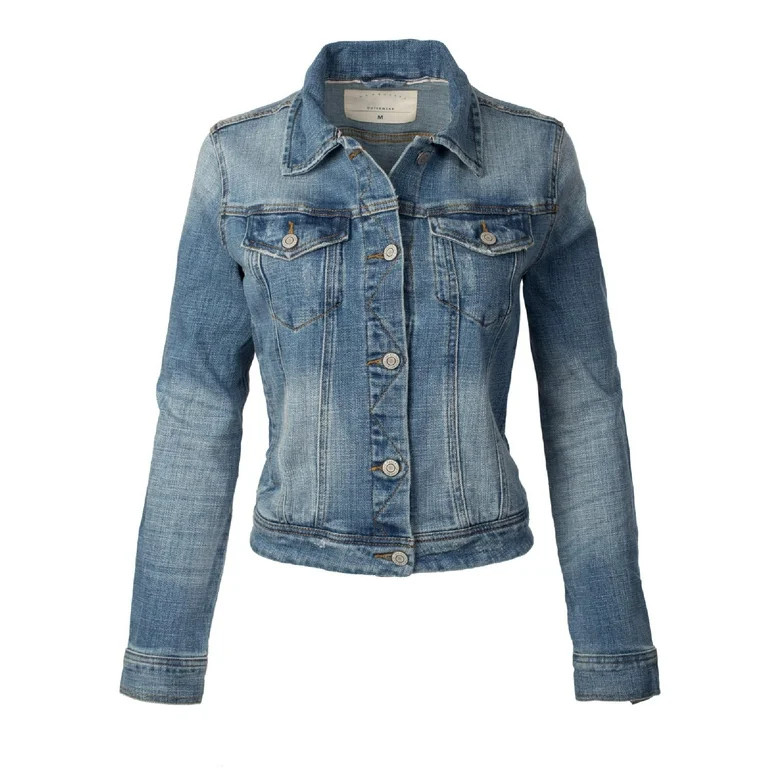 Made by Olivia Women's Classic Casual Vintage Denim Jean Jacket | Walmart (US)