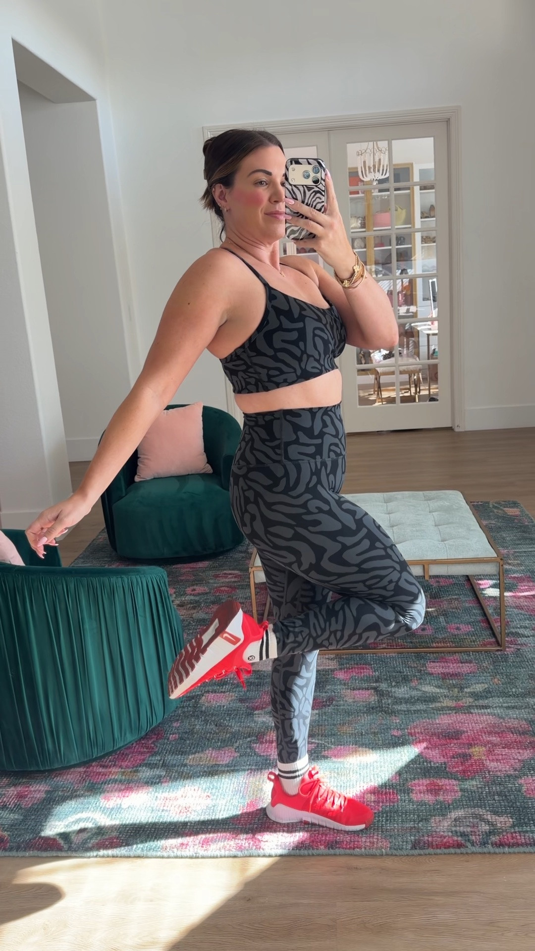 curvy midsize workout look in a fun zebra print! wearing size large in the c/d cup sports bra and size 6 in the leggings (size down!)

#LTKfitnessgoals #LTKMidsize #LTKActive