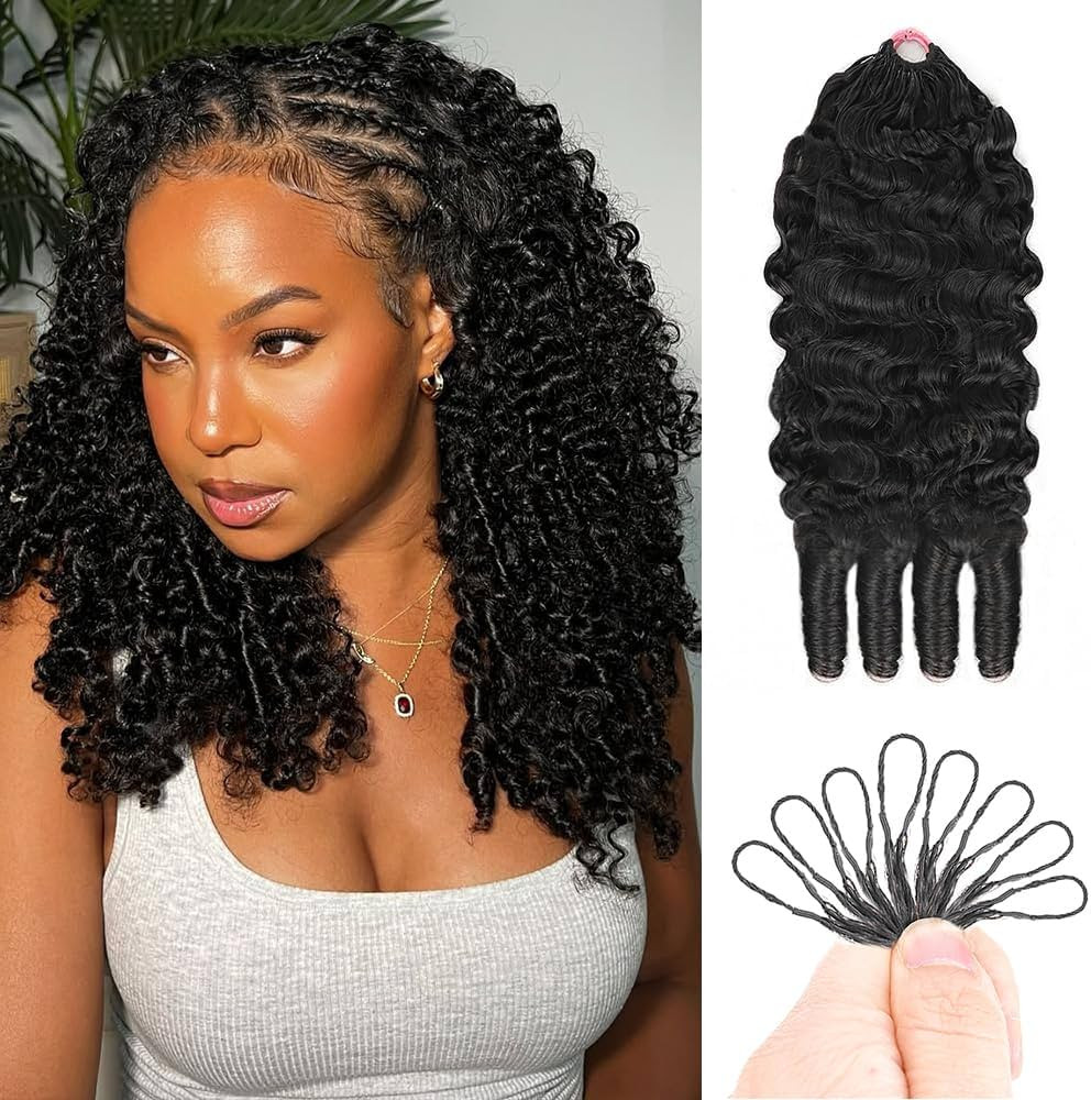 Burmese Curly Crochet Human Hair 120g Knotless Pre-Separated Feather Crochet Human Hair Bundles 1... | Amazon (US)