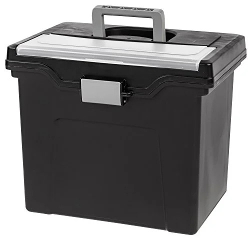 IRIS Letter Size Portable File Storage Box with Organizer Lid, Black | Walmart (US)