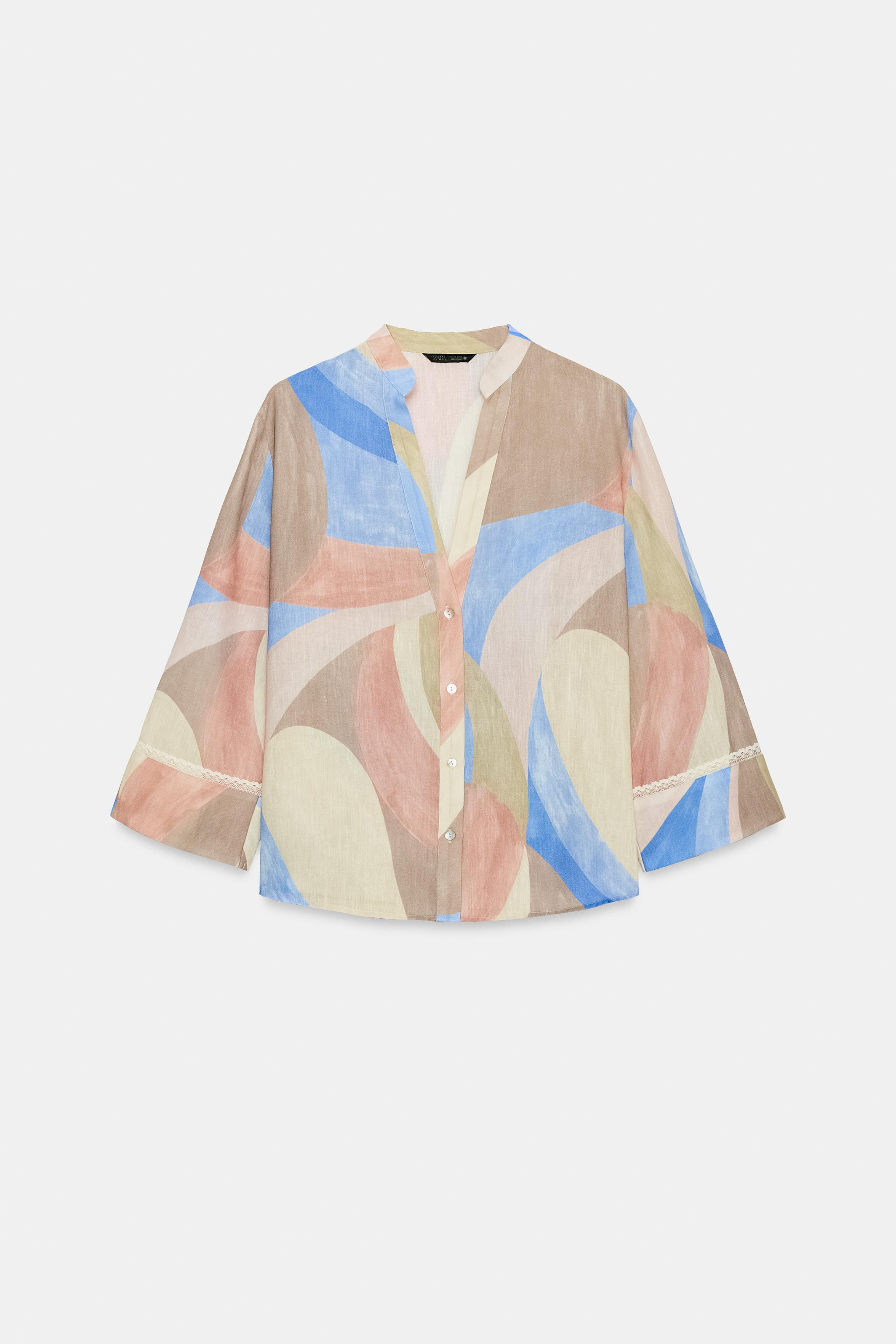 PRINTED LACE-TRIM SHIRT | Zara UK