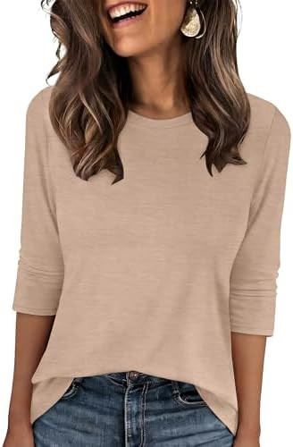 ANRABESS Womens 3/4 Sleeve Top,Wrinkle-Free Soft T-Shirts,Crew Neck Basic Tee,Casual Summer Sprin... | Amazon (US)