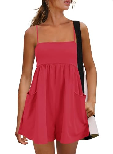 Panadila Womens Summer Rompers Beach Vacation Clothes Spaghetti Strap Short Jumpsuits Square Neck... | Amazon (US)