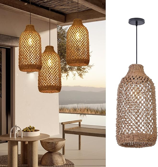 Arturesthome Boho Rattan Pendant Light Fixtures, Mini Farmhouse Natural Ceiling Chandelier Lighti... | Amazon (CA)