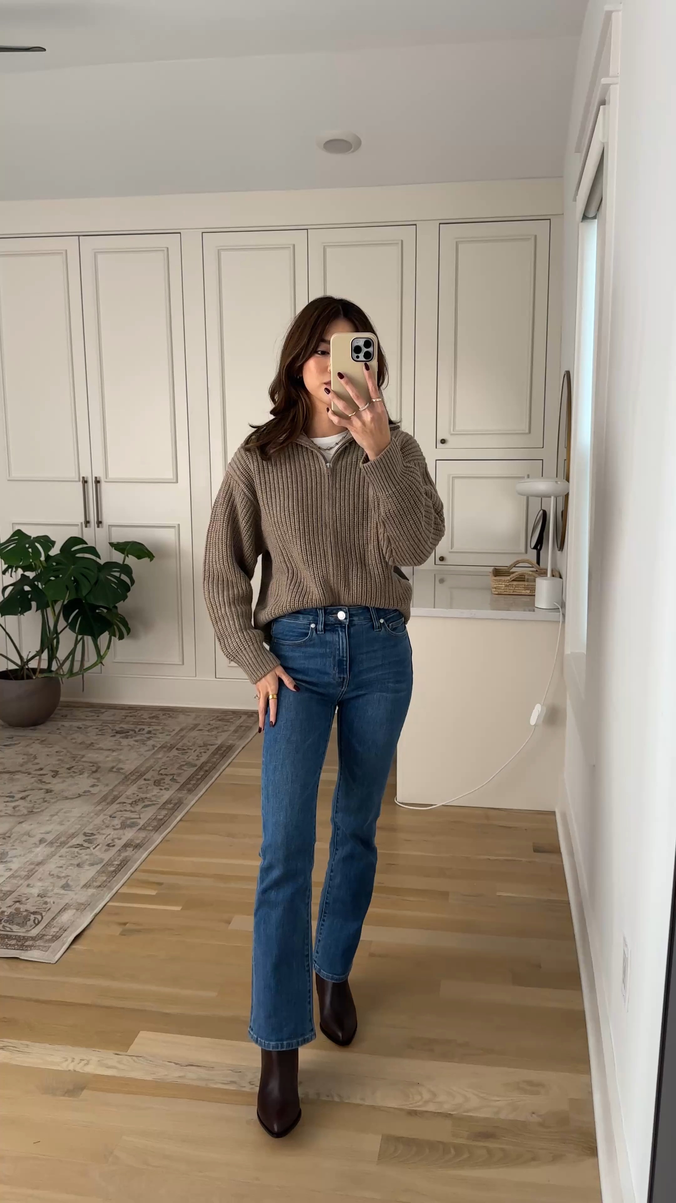 Sizing info: sweater XS in Malted Toffee, jeans Size 24 in 28in inseam in seaside blue! petite fashion, get dressed with me, outfit inspiration, ootd, nashville outfit, Nashville influencer, petite style, vacation style, casual outfits, mom style, petite pants, winter dress, winter outfit, winter pants, winter outfit inpso, winter outfit idea, winter top, winter style, winter sweater, cozy sweater, cold weather sweater, cold weather outfit, denim, jeans, quarter zip 

 

#LTKHoliday #LTKSeasonal #LTKPetite