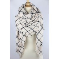 New Lady Blanket Oversized Tartan Scarf Wrap Shawl Plaid Green Multi Color - White Checked | Etsy (US)