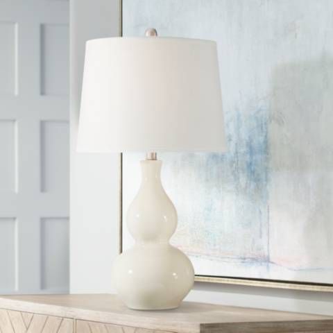 Fergie Cream White Double Gourd Modern Ceramic Table Lamp | Lamps Plus