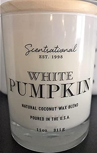 Natural Coconut Wax Blend Candle White Pumpkin (All Caps) Fragrance in White Jar with Wooden Lid | Amazon (US)