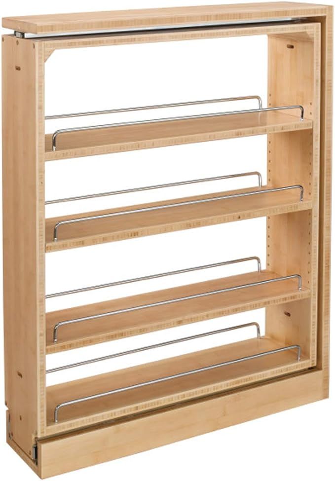Rev-A-Shelf 432-BF-6C Multi-Use 6 Inch Cabinet Base Filler Pull-Out Kitchen Spice Rack Wooden Hol... | Amazon (US)