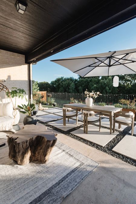 Patio furniture I’m loving for spring and summer! Arhaus is having a sale and we love the teak dining table, modern backyard dining chairs, cantilever umbrella, hanging egg chair and planters. We love the quality of this outdoor furniture and know it’ll last  

#LTKsalealert #LTKhome #LTKSeasonal