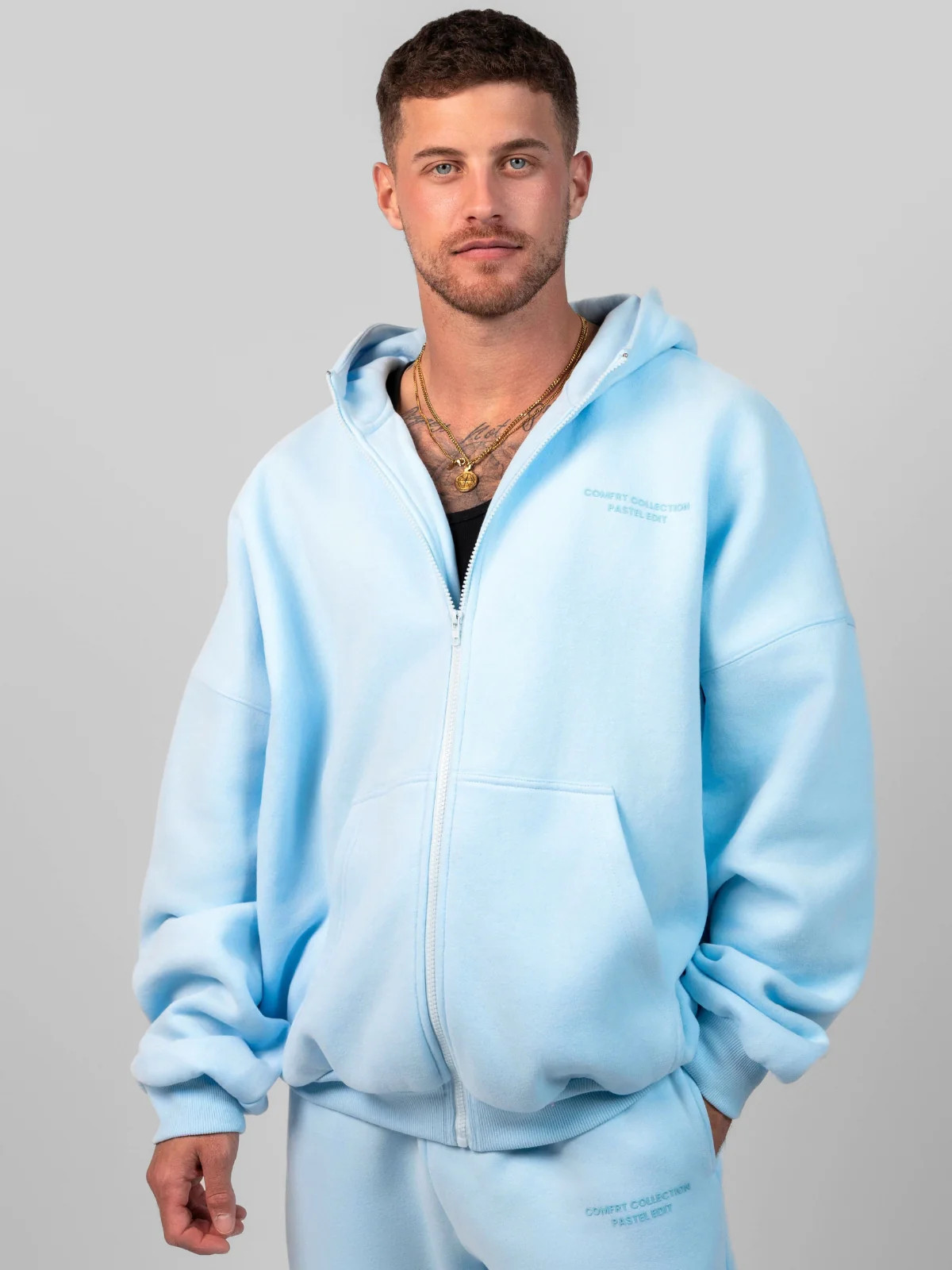 Comfrt Pastel Zip Hoodie – Mega | Baby Blue | M | Medium | Comfrt