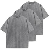 Men's Cotton T-Shirts Oversized Unisex Short Sleeves Casual Loose Wash Solid Basic Tee Tops | Amazon (US)