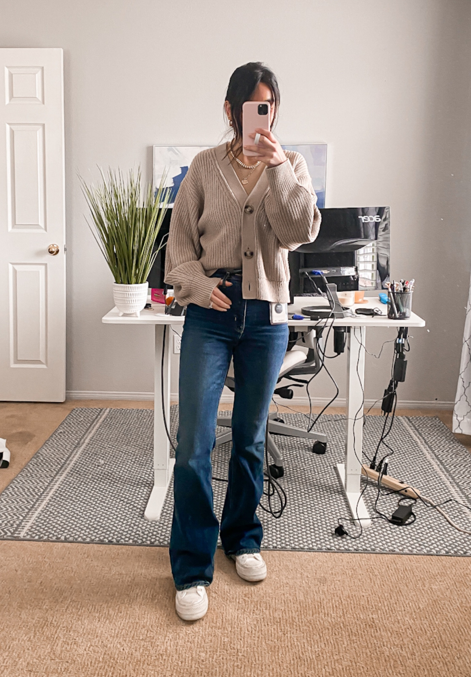 Business casual outfit inspo | Work outfit with jeans and sneakers | Casual work outfit inspo 

Old Navy jeans | size 0

#LTKstyletip #LTKunder50 #LTKworkwear