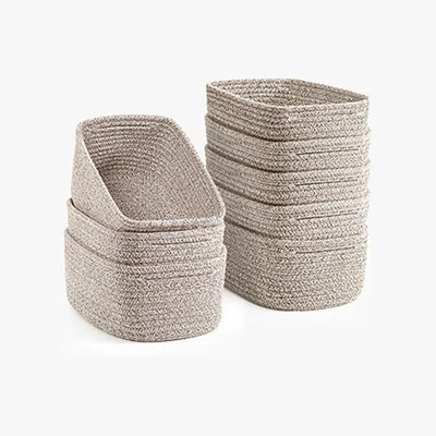 8pk 11.5"x7.5"x4.7" Brown Woven Rope Decorative Storage Baskets | Wayfair North America