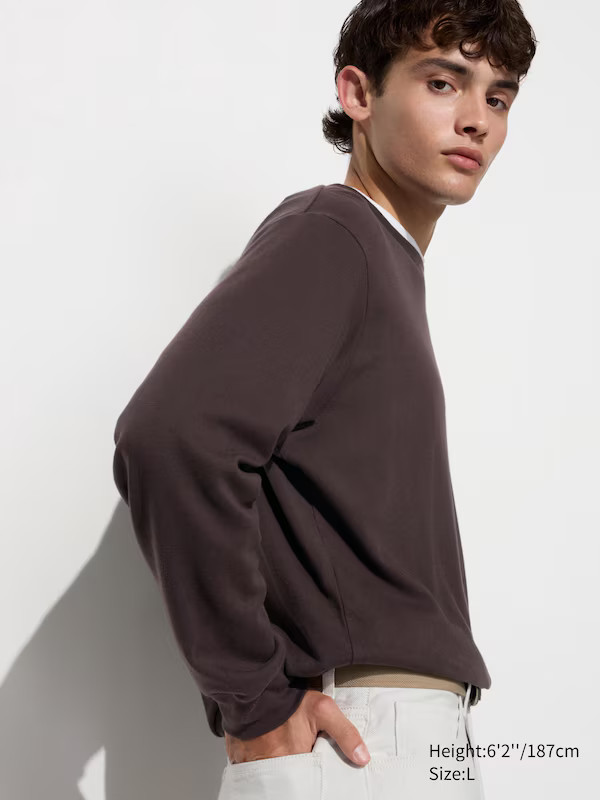 Soft Touch Crew Neck Long Sleeved T-Shirt | UNIQLO (UK)