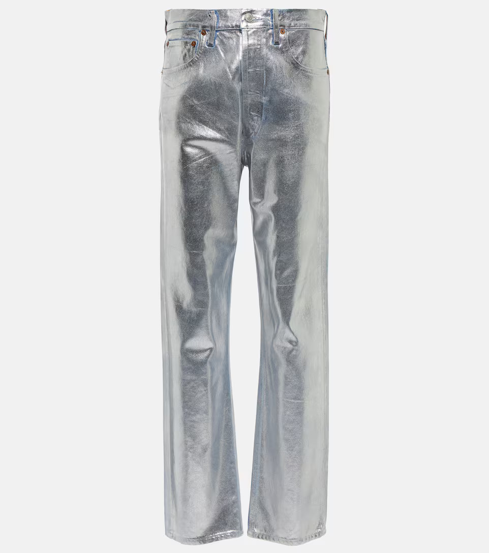 Metallic high-rise straight jeans | Mytheresa (INTL)