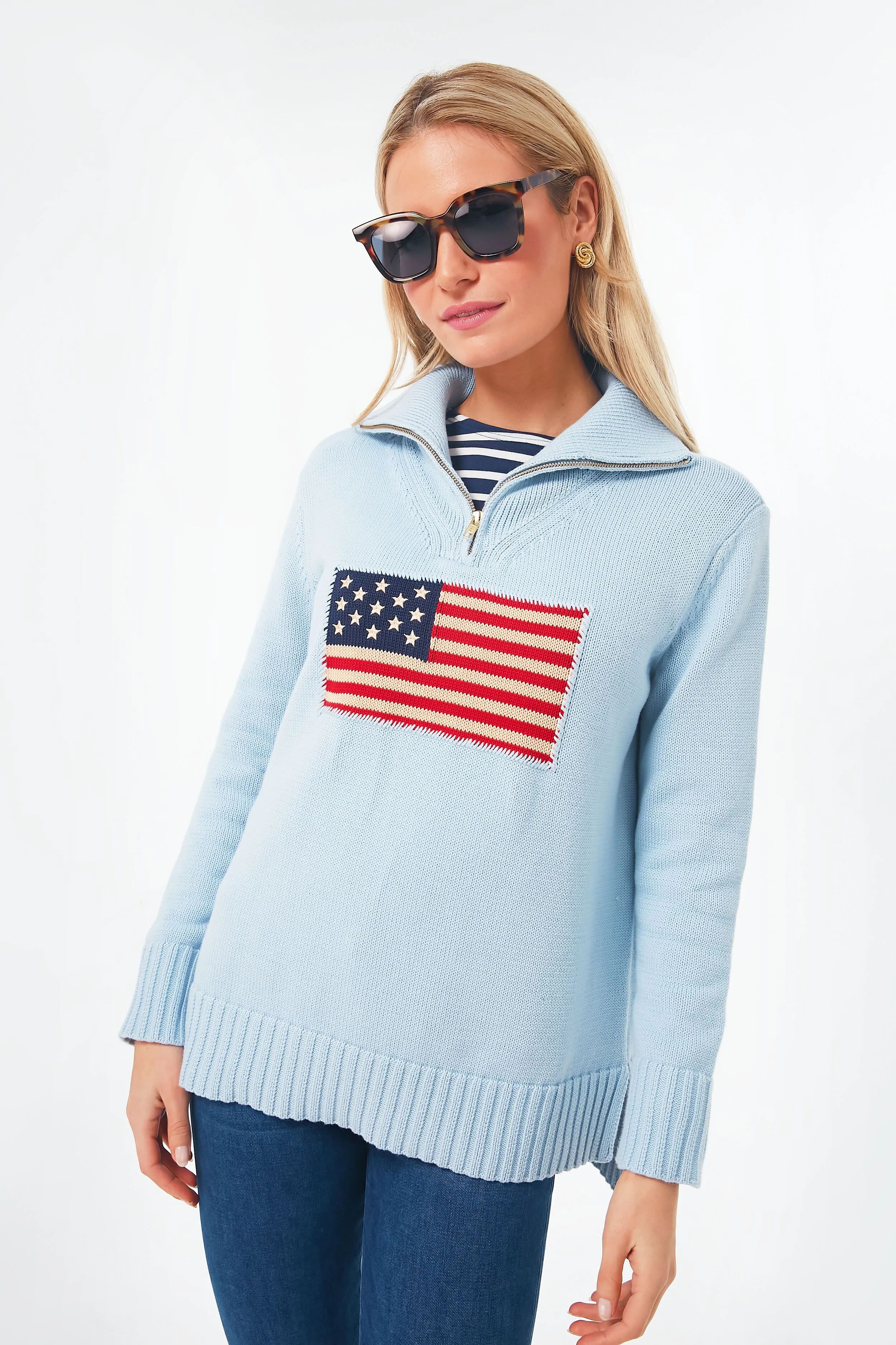 Slate Blue Americana Quarter Zip | Tuckernuck (US)