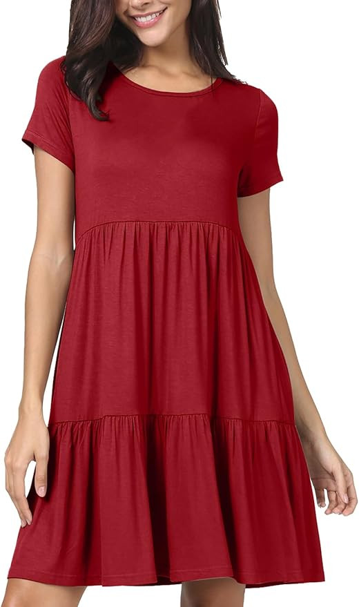 levaca Women Summer Ruffle Loose Swing Casual Dress | Amazon (US)