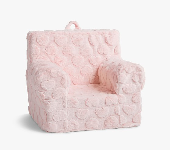 Pink Hearts Faux Fur Anywhere Chair® | Pottery Barn Kids