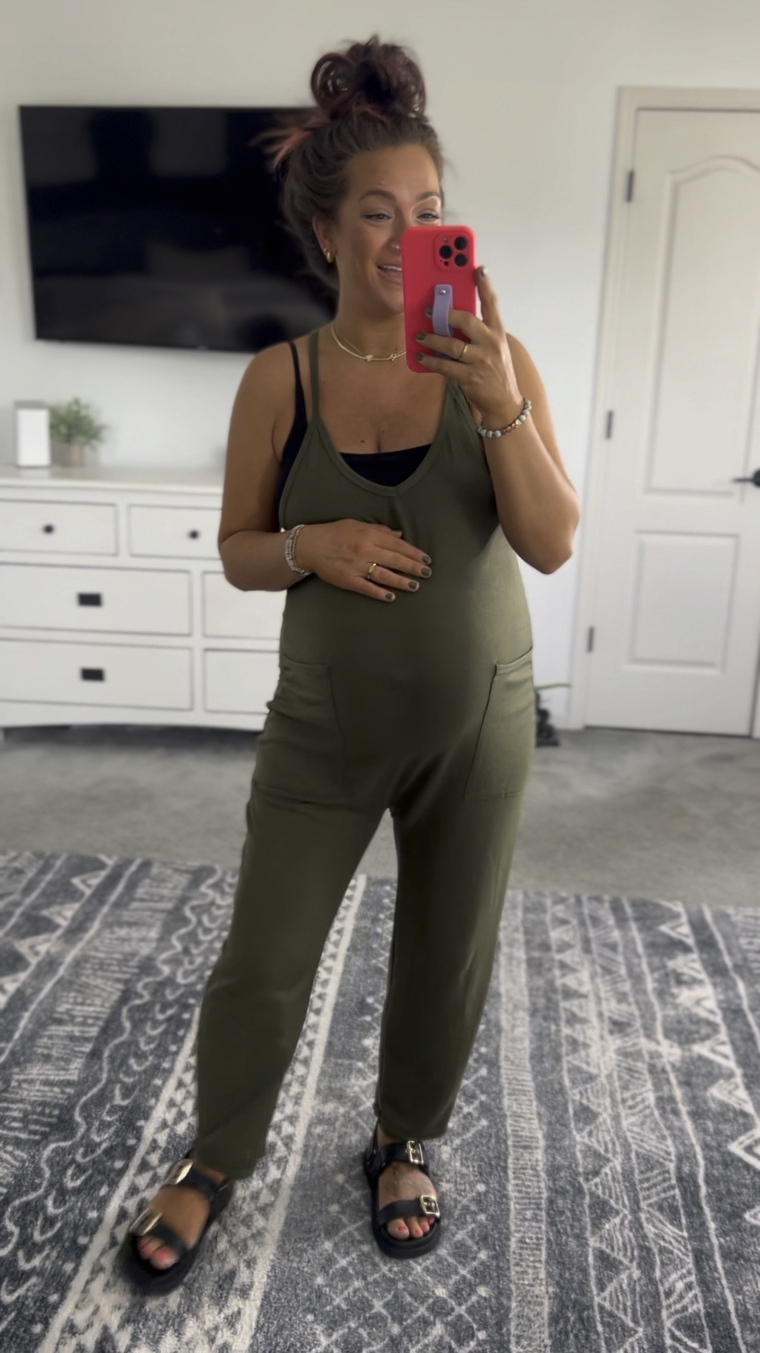 Love this oversized jumpsuit look for less! I now have it in 5 colors! Non maternity and bump friendly, super comfy, and can be styled so many ways! 

#LTKBump #LTKVideo #LTKStyleTip